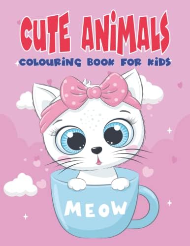 Cute Animals Colouring Book for Kids: Fun And Easy Colouring Pages in Cute Style With Dinosaur, Cat, rabbit, Monkey, Llama, Bear And Many More For Boys Girls Kids Ages 4-8