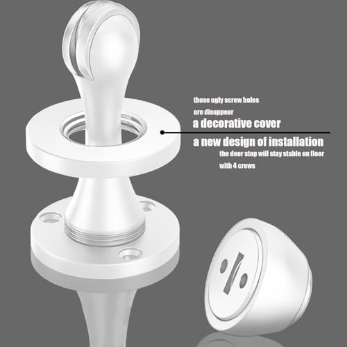 Solid Mental Magnetic Door Stop, Wall Mounted, White, 2 Pack
