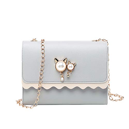 YWBleked Bolso cuadrado pequeño con colgante de y lindo Bolso de hombro salvaje Tote Bag (Grey, One Size)