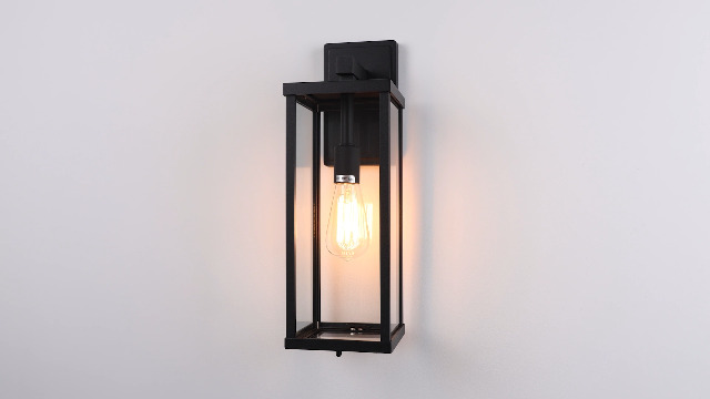 Image of mirrea 18 inch Classic Outdoor Wall Sconce 1 Light in Matte Black Rectangular Metal Frame and Clear Glass Shade Waterproof Porch Light Patio Light Pack of 2