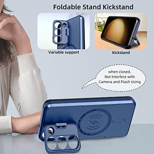 Galaxy S23 5G Case,Designed for Samsung S 23 23S Phone Cases with Camera Lens Protector,Built-in Camera Ring Stand Kickstand,Grade Heavy Duty Shockproof Cover for 23S Women Men 6.1in Blue