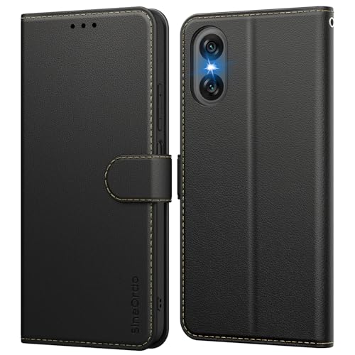 SineOrdo Coque pour Sony Xperia 10 VI Étui Protection à Rabat, [Pochette de Portefeuille] Antichoc Clapet Housse en Cuir Case - Noir