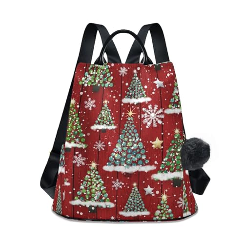 Sac à dos femme motif arbres de Noël pour randonnées et sorties d'hiver