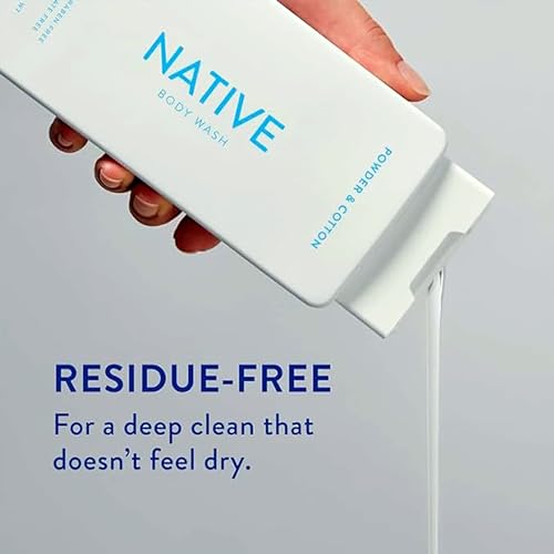 Native Body Wash Natural Body Wash for Women, Men | Sulfate Free, Paraben Free, Dye Free, with Naturally Derived Clean Ingredients Leaving Skin Soft and Hydrating, Powder & Cotton 18 oz - 2 Pk