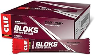 CLIF BLOKS Energy Chews - Black Cherry with 50mg Caffeine - Non-GMO - Plant Based Food - Fast Fuel for Cycling and Running-Workout Snack (2.1 Ounce Packet, 18 Count) - (Assortment May Vary)