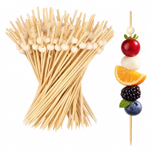 Fingerfood Spieße 200 Stück Deko Partyspieße für Snacks Cocktails Obst Käse Dessert Buffet Bambus Cocktailspieße für Geburtstag Hochzeit Catering