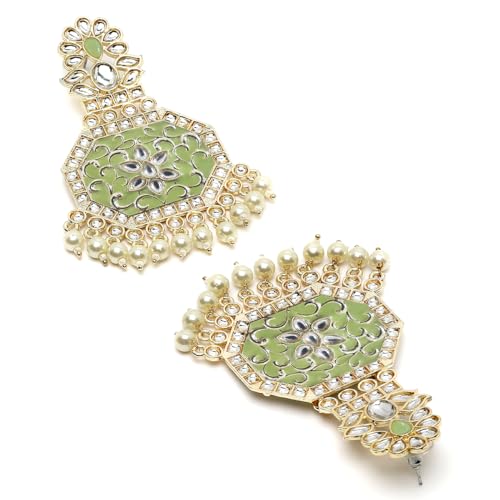 Image of Karatcart Red Stone Studded Gold Plated Drop Earrings for Women