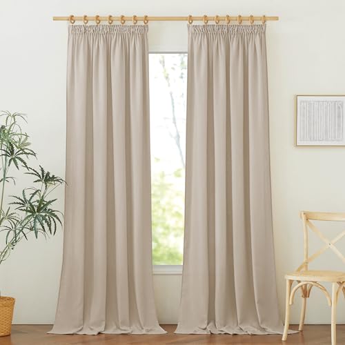 Pony Dance Vorhang Leinenoptik Halbtransparent - 2 Stücke Landhaus Gardine mit Ösen für Wohnzimmer & Schlafzimmer Fenster Vorhänge im Landhausstil Vorhang Boho Style