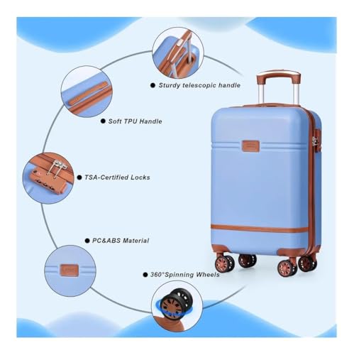 Image of Turtle Trek 20 inch Trolley Bag for Men & Women 8 Wheels Bag Hard Case Polycarbonate Luggage with 360 Degree Spinner Wheels, Combination Lock, Telescopic Handle, Suitcase for Travelling (Blue)