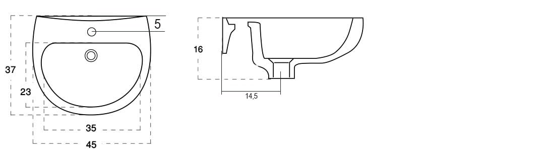 Lavabo a parete 37x45cm - Lp81