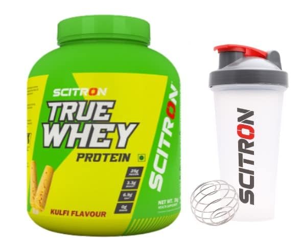 True Whey Protein 25g Protein, 3.3g BCAAs & 6.9g EAA | Stimulate Muscles Growth, Enhance Recovery | 100% Muscle Building Whey Protein, Post Workout, BCAA Amino Profile, Whey Protein Bodybuiding Supplement [2Kg, Kulfi] Free Gym Shaker