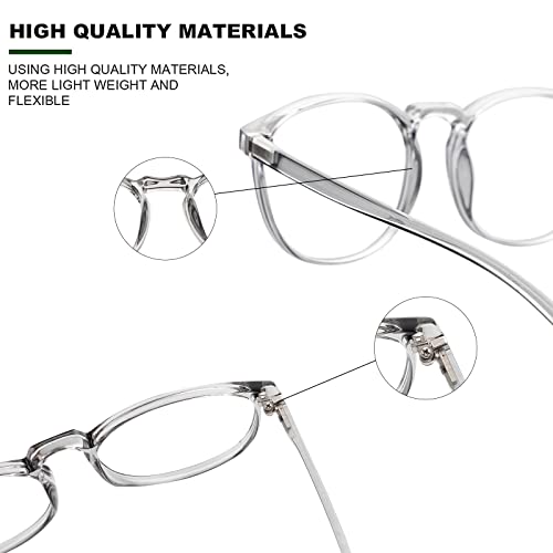 Image of Przene Round Blue Light Blocking Glasses for Women Men Black /Crystal /Grey | Filter Blue Ray,Computer Gaming Glasses,Anti Eye Strain,Anti Glare,UV Protection,3 Pack,Lightweight TR Frame,Watch TV,Phone