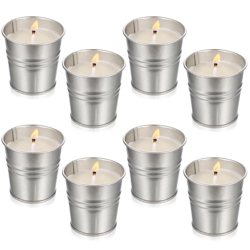 8 Velas Aromáticas con Aroma a Citronela en Lata, Cera de Soja, Set de Regalo para Casa Jardín Camping con Fresca Esencia a Limón