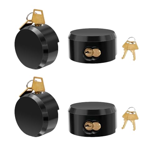 Image of 4 Pack Hidden Shackle Padlock Keyed Alike Heavy Duty Trailer Puck Black | Trailer Door Lock W /8 Keys, Anti Theft, 2-7 /8 inch Solid Steel, for Trailers Trucks Vans, Shed Gates Garage