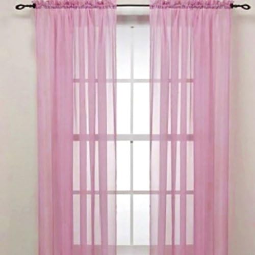 Bababy New Solid Color Voile Sheer Curtain Panel Window Curtains 100*200cm Pink