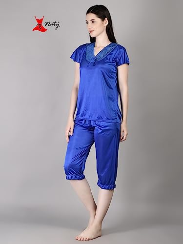 Image of Noty Girl's Satin Solid Night Suit Set Pack of 1