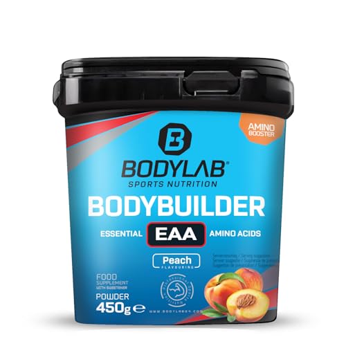Bodylab24 Bodybuilder EAA Pfirsich 450g, EAA Pulver mit 9 essentiellen Aminosäuren, alle BCAA & EAA enthalten, lecker fruchtig im Geschmack
