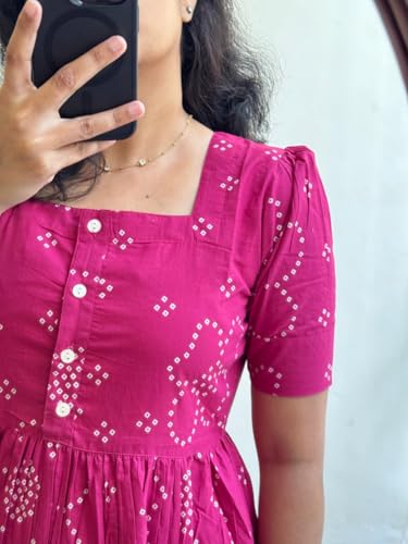 Image of Women's Floral Printed Rayon Midi Dress, Short Sleeve