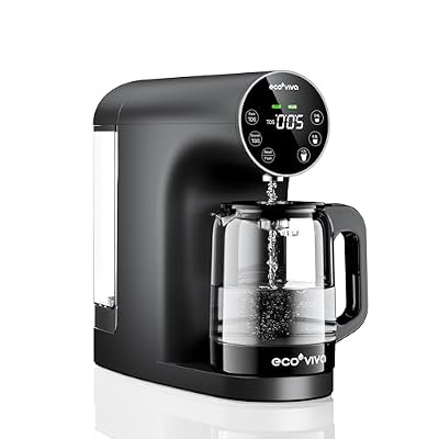 Ecoviva Countertop Reverse Osmosis Water Filter, 6 Stage RO Water Filtration System with Glass Carafe, TDS Displayr, 3:1 Pure to Drain, Portable No Installation Water Purifier Black