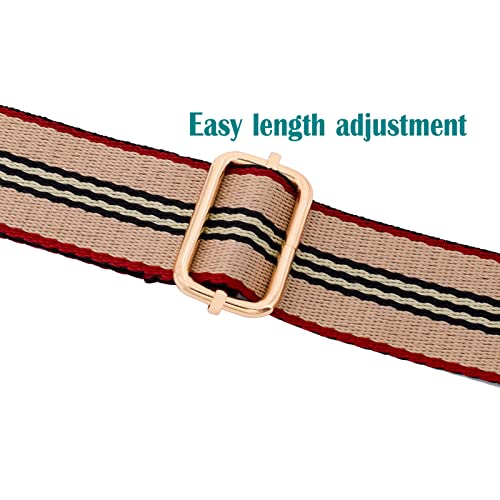 Image of River Lake Nylon with Metal Buckles Bag Strap, Black, Red, 1.5 inch Width, 120cm Length, Compatible with Crossbody Bags, Satchels, Shoulder Bags, Guitar Style, Adjustable Length 26 inch-51 inch