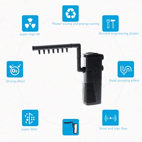 SOUSLOW Pompa sommergibile con Filtro per Acquario 3 in 1 con Asta di spruzzatura, Pompa con Filtro Integrata, Adatta per Piccoli acquari/acquari per Tartarughe/acquari, 5W - Image 7