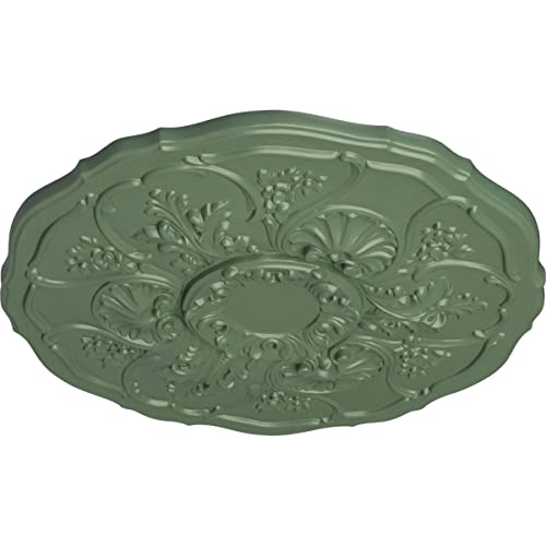 Image of Ekena Millwork CM22CNAGF 22 OD x 1 1 /2 P Cornelia Ceiling Medallion (fits Canopies up to 4 inch), Hand-Painted, Athenian Green