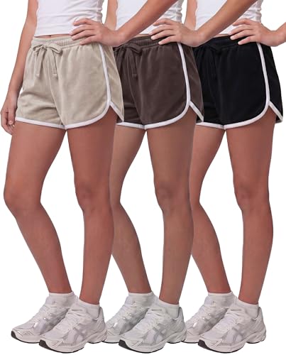 Image of Real Essentials 3 Pack: Girls Fleece Dolphin Shorts Athletic Running Soccer Basketball Sleep Lounge Casual Cozy