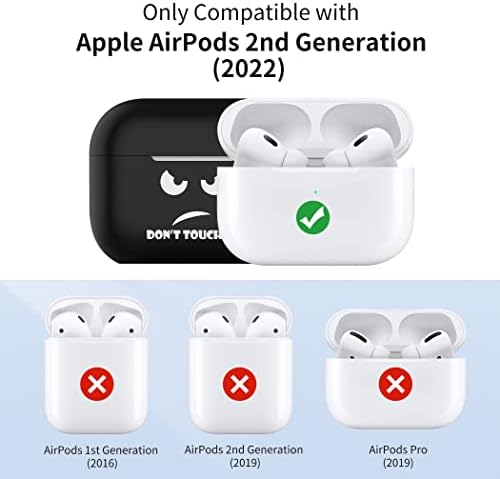 CACOE Case for Airpods Pro 2, Silicone Cover for Airpods Pro 2nd Generation, Black Protective Airpods 2 Gen Cases Shockproof Air Pod Cute Funny Print Accessories with Keychain
