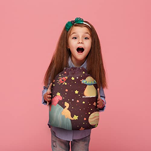 Drawstring Cinch Bag for Kids Canvas Dinosaur Gift Bag Toy Storage