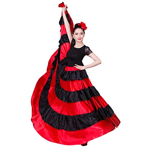 lontakids Womens Spanish Bull Dance Skirt Belly Dance Skirt Big Swing Flamenco Costume