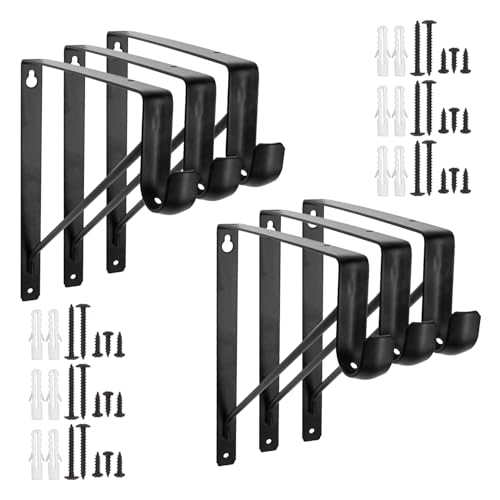 Biugaaufai 6 Pack 12 Inch Black Closet Rod Brackets Holder