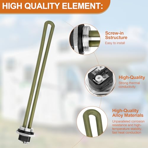 Image of 520900 RV Water Heater Element for Suburban SW Series Electric Water Heater, 520789 232794 Heating Element Replacement RV Water Heater Parts SW12DE, SW10DE etc Water Heater- 1440W 120V RV Element