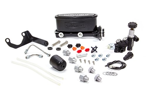 Master Cylinder, Tandem, 1-1/8 in Bore, 1.100 in Stroke, Integral Reservoir, Aluminum, Black Paint, Kit