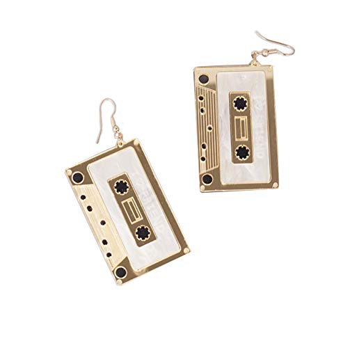 Personality Cassette Tape Dangle Earrings Acrylic Punk Funny Earrings for Women