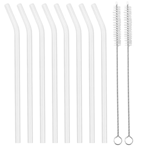 Pajitas de cristal reutilizables ecológicas - 8 piezas de 20 cm + 2PCS cepillo de limpieza ecológico - Sostenible - Pajitas de vidrio para batido, cóctel, smoothie