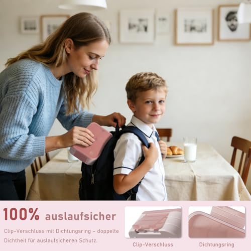 Swkien Brotdose Kinder mit Fächern, Auslaufsichere Lunchbox Bento Box Kinder, 1100ml 3 in 1 Jausenbox mit Fächern… – Ansicht 3