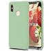 Feyten Coque Xiaomi Mi 8 [avec Verre Trempé], Silicone Liquide Housse Case Anti-Choc Anti-Rayures Protection Complète Cover Étui avec Tissu Microfibre Coussin Coveri (Vert Clair)