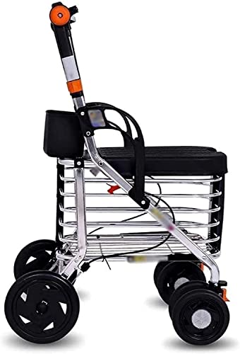 歩行車ウォーカー ウォーキングフレーム 4輪歩行車、折りたたみモビリティ歩行補助具、高さ調節可能なシートと下側のショッピングバスケット 高齢者はより良い生活を望んでいます Thoughtful