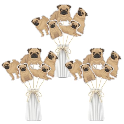 Image of Dog Centerpiece Sticks,Puppy Table Toppers,Puppy Pet Theme Baby Shower Birthday Party Decorations,Pug Adoption Pet Birthday Party Decoration Supplies. Set of 15