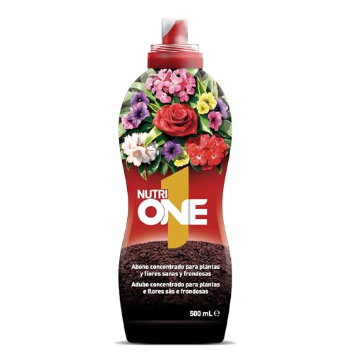 nutriONE - Abono líquido concentrado para todo tipo de Plantas y Flores. Fertilizante Premium con ingredientes naturales y resultados visibles en 7 días.