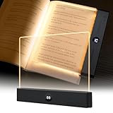 Book Light, Rechargeable Clear LED Flat Book Lights for Reading in Bed at Night with 3 Colors & Timer, Dimmable Panel Plate Book Lamp Full Page Light, Bookish Gifts for Women Readers Kids Book Lovers