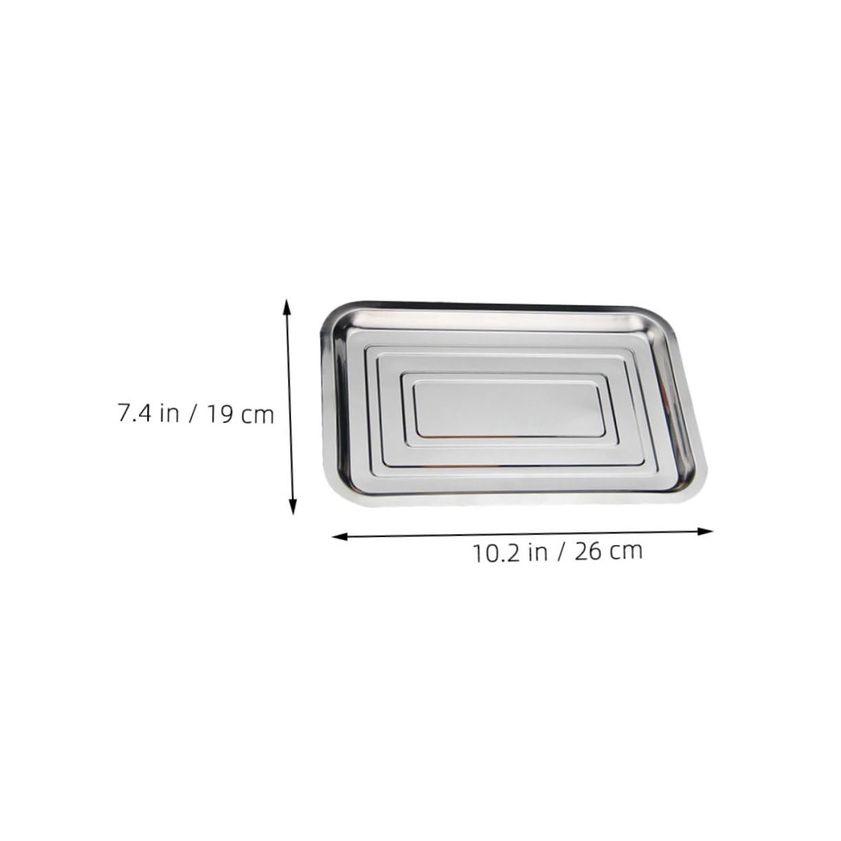 Vassoio in Acciaio Inox 10 Pezzi Argento per Alimenti | Finitura Lucidata, Design Semplice e Pulito, Adatto a Campeggio e Picnic