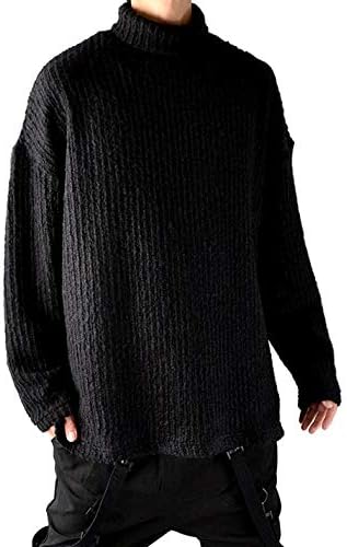 Amazon ビッグシルエット ニット セーター メンズ モコモコ タートルネック ハイネック 長袖 大きいサイズ ビッグサイズ ブラック Fサイズ セーター 通販