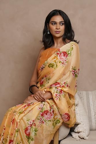 Image of MIRCHI FASHION Women Saree Chiffon Floral Printed | Breathable Lightweight Sari for Regular Home and Office Wear with Blouse Piece