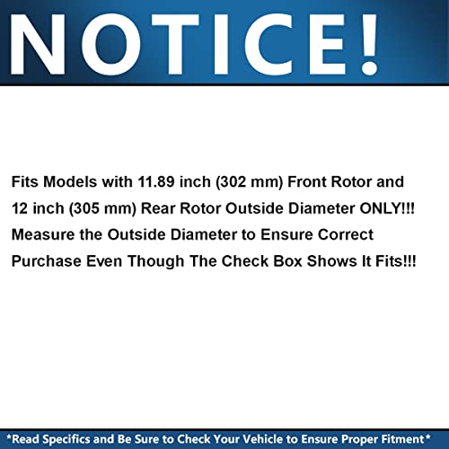 Detroit Axle - 11.89'' Front & 12.0'' Rear Drilled Rotors & Brake Pads Replacement For 09-2011 Dodge Grand Caravan Journey Town & Country - 8Pc Set #TOP1