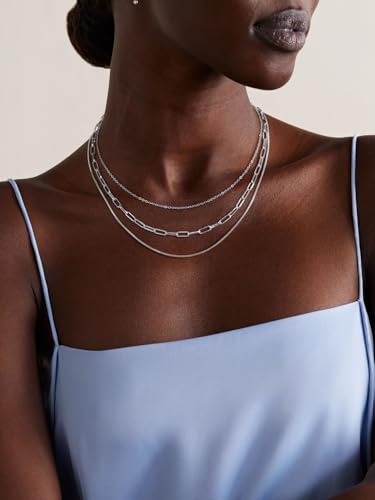 Dainty Gold/Sliver Layered Necklaces for Women,14K Gold/Sterling Silver Plated Paperclip Cuban Twisted Rope Chain Choker Necklaces Hypoallergenic Jewelry Gift for Women Non Tarnish2