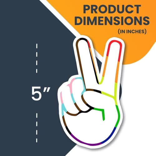 Image of Magnet Me Up LGBTQ Progress Pride Hand Peace Sign Magnet Decal, 5 Inches, Heavy Duty Automotive Magnet for Car Truck SUV, Any Magnetic Surface, Show Love for LGBTQ Family, Crafted in USA