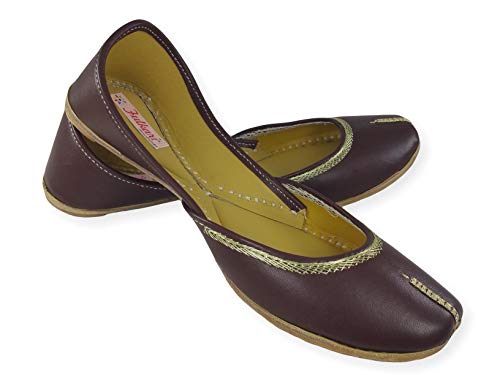 Image of Fulkari Women's Nappa Soft Genuine Leather Juttis | Bite and Pinch Free Jutis | Punjabi Jutti For Ladies | Casual Flat Stylish Mojari | Ethnic Flats For Girls |
