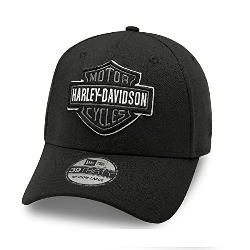 Harley-Davidson Bar & Shield Cappy 39Thirty - Berretto da Baseball B&S Biker, Cappellino da Motociclista, con Logo Tonal, da Uomo, Colore: Nero/Bianco, L, Nero/Bianco, L
