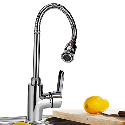 360 Rotatable Hot and Cold Water Kitchen Sink Faucet Mixer Sink Faucet Single Handle Bar Tap with Flexible Neck